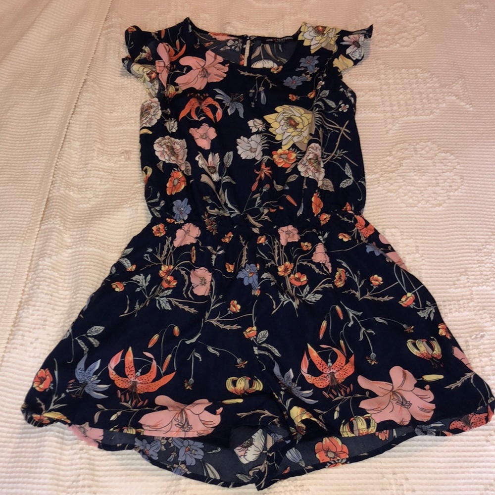 Navy Floral Romper